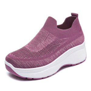 Tenis Slip On Para Mujer Plataforma Casual Transpirable Gris Liso 26 Mx