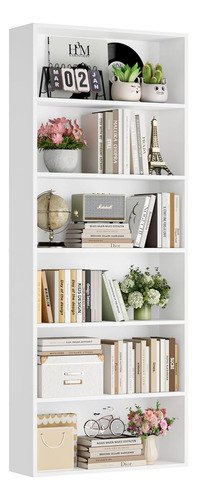 Librero Organizador Moderno 6 Repisas 1.80 Altura Amplio Blanco