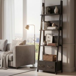 Estante De Pared Con 2 Cajones Estante Organizador Negro