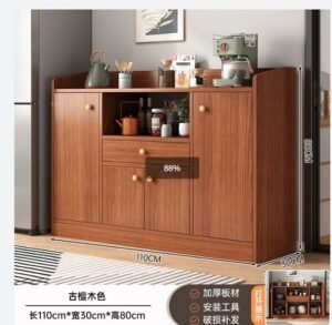 Mueble Organizador De Madera 4 Puertas Y 1 Cajón Moderno Marrón