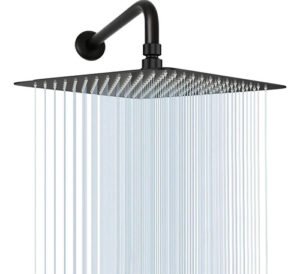 Regadera De Ducha Cuadrada Tipo Lluvia Negro Mate