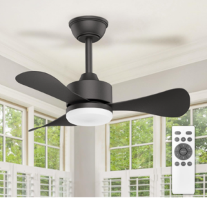 Ventilador De Techo Negro 3 Aspas Con Luz Led Y Control 71 Cm 60 Negro Negro Plástico 3