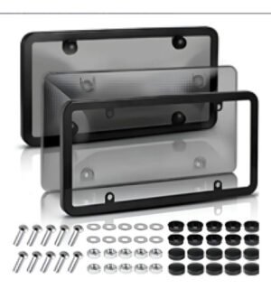 Par De Porta Placas Universal Automotriz Micas Trasparentes Negro