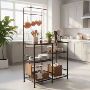 Mueble Organizador Cocina Estante Microondas Multifuncional Marrón