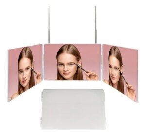 Espejo Maquillaje Tríptico 360 Grados Retráctil Ajustable Blanco