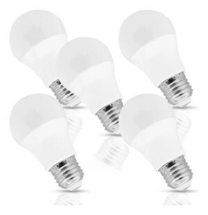 Paquete 5 Focos Led Luz Blanca 20,000 Hrs De Vida E27 Blanco Frío