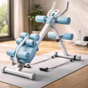 Aparato Abdominales Plegable Multifuncional Maquina Gym Azul Acero