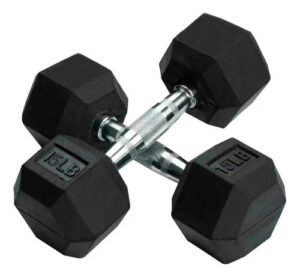Set Mancuerna Hexagonal 15lb Recubierta Gimnasio Par Negro