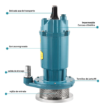 Bomba Sumergible Acero Inoxidable 370w Agua Limpia Y Sucia Azul