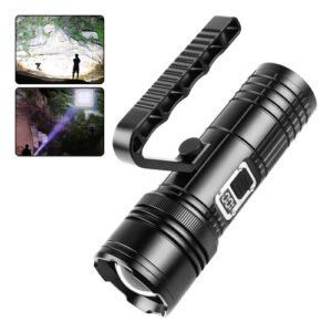 Linterna Táctica Recargable De Mano Alta Potencia 13000 Lm Blanco Negro