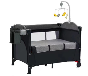 Cuna corral plegable para bebé con móvil y mosquitero