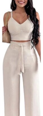 Conjunto Dama Crop Top Y Pantalón Palazzo Casual Negro Lisa S