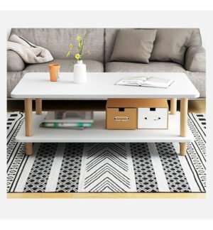 Mesa De Centro Blanca Con Doble Nivel Y Patas Amplia Blanco