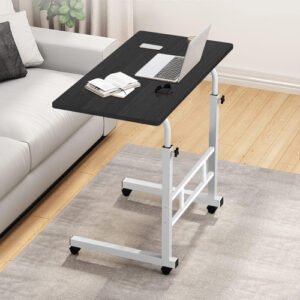 Mesa Auxiliar Para Laptop Ajustable Con Ruedas Negra Negro