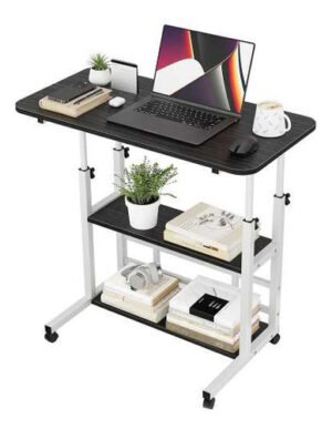 Mesa Escritorio Móvil Para Laptop Altura Ajustable Repisas Negro