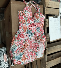 Traje de baño vestido floral una pieza estampado flores