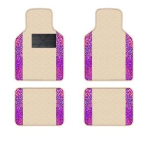 Tapetes para coche negro con rosa set 4 piezas