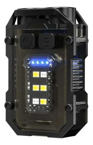 Mini Linterna Led Cob Recargable Portátil Llavero Blanco Negro