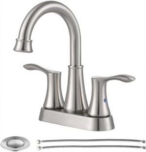 Llave para lavabo 2 manijas acero inoxidable niquelado