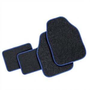 Tapetes para auto antiderrapantes beige con azul 4 pzs