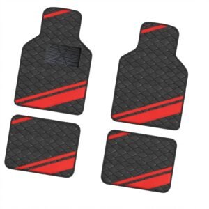 Tapetes para auto negro con franja verde set 4 piezas