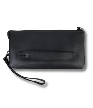 Clutch cartera de mano con correa color negro