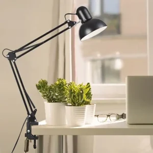 Lámpara de escritorio con brazo flexible y pinza