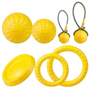 Set de juguetes flotantes para perro foam amarillo