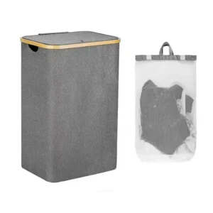 Cesto Para Ropa Plegable Tapa y Bolsa 110L Oxford