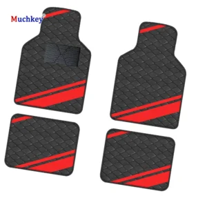 Tapetes para auto negro con franja verde set 4 piezas