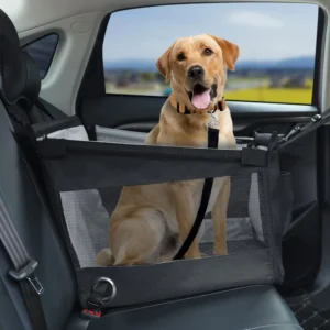 Asiento plegable para perro en auto con barrera