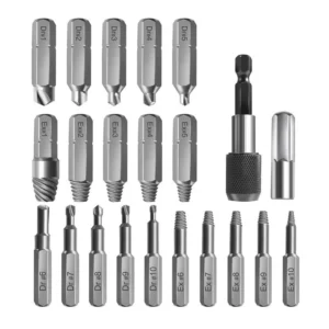 Kit 22 piezas brocas y extractores de tornillos dañados