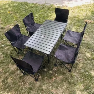 Silla plegable de camping con portavasos portátil
