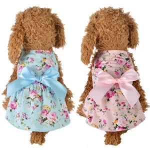 vestido floral para perro con moño talla M