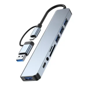 Hub USB 8 en 1 con USB-C lector SD y audio