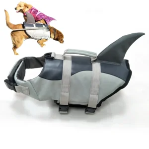Chaleco salvavidas para perro tiburón talla ajustable