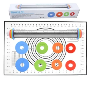 Rodillo ajustable con aros de grosor para repostería