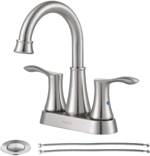 Llave para lavabo 2 manijas acero inoxidable niquelado