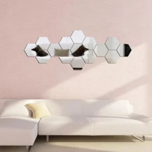 Espejos hexagonales decorativos adhesivos para pared 12pz