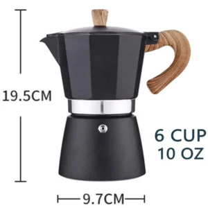 Cafetera italiana moka de aluminio para estufa 6 tazas 150ml
