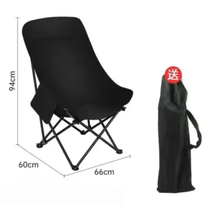 Silla plegable para camping reclinable alta negra