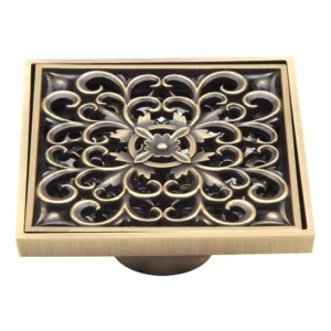 Desagüe Coladera Cuadrado De Laton Vintage Flor