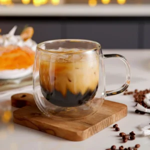 Taza de vidrio marmoleada de 300ml