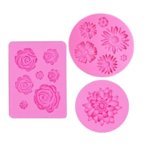 Moldes de silicona para fondant flores set 4 piezas