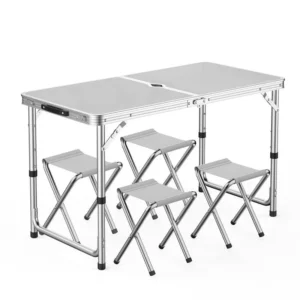 Mesa plegable de camping con 4 sillas aluminio