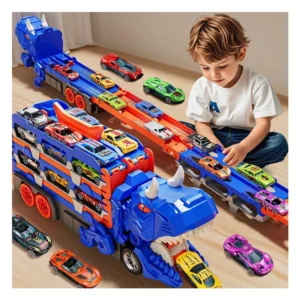 Camión dinosaurio con carros de juguete para niños