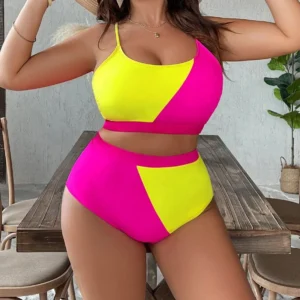 Bikini rosa talle alto bandeau playa alberca tallas grandes