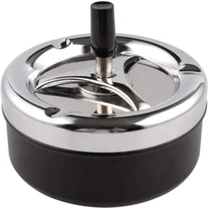 Cenicero giratorio con tapa de acero negro elegante