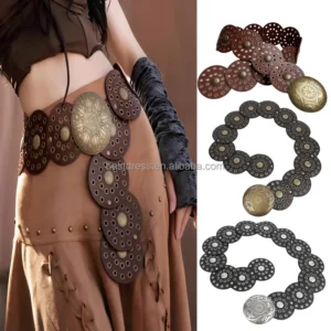 Cinturón de mujer estilo vaquero con hebilla dorada