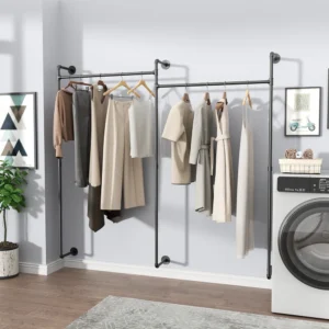 Perchero de pie industrial tubo metal ropa 30kg